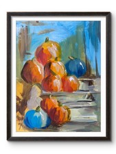 HARVEST PUMPKINS 11x114 Original Art #247 PAPER Fine Art picture