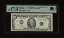 DBR 1990 $100 FRN Richmond Gem Fr. 2173-E PMG 66 EPQ Serial E78938186A picture