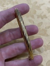 Vintage Dyadema ITALY 925 Hinged Twist Style Bangle Bracelet Gold Vermeil picture