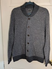 J.Crew Men’s L 100% Lambswool Cardigan Sweater Jacket Gray Button Front Varsity picture