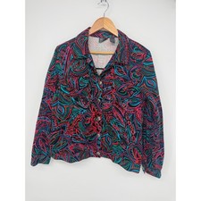 Additions by Chicos Vtg Neon Psychedelic Swirl Denim Style Jacket Cotton Size L picture