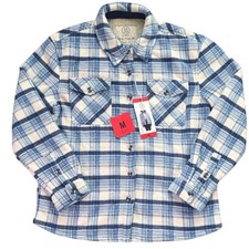 Sage Collective Shirt Jacket Women M Blue Plaid Fleece Faux Shearling Shacket picture