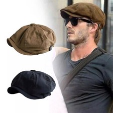 Vintage Street Style Beret with Herringbone Tweed Pattern Cotton Solid Colour picture