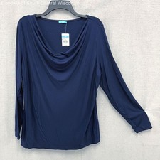 NWT Wmns J. MCLAUGHLIN Ruthie Long Sleeve Blue Scoop Neck Blouse Sz XL MSRP$128 picture