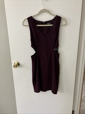 Lulus NWT Backstage Pass Plum Purple Sleeveless Side Cutouts Bodycon Dress Med picture