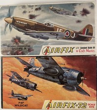 Lot of 2-Vintage Airfix  1/72 Scale Kits: Spitfire #1222-50 & F4F Wildcat #3-46 picture