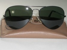 CIRCA 1970's 62[]14mm VINTAGE B&L RAY BAN L2821 BLACK G15 UV AVIATOR SUNGLASSES  picture