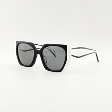PRADA SPR15W Geometric Sunglasses Black White Dark Grey Lens Unisex 54-19-140 picture