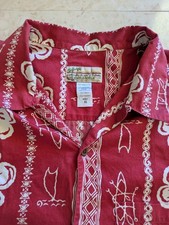 VINTAGE Patagonia Pataloha Hawaiian Button Shirt Red Floral Cotton Size XL picture