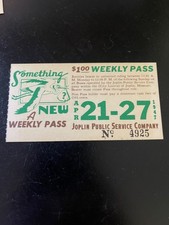 trolley street car pass ticket Joplin Public service company 1947 picture