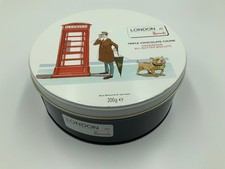 Vintage Harrod's Dept Store 6.75” Round Biscuit Tin EMPTY VTG picture