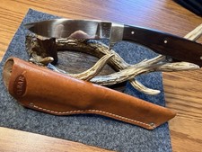 Vintage Ka-Bar USA 1240 Fixed Blade Hunting Knife with Leather Sheath Nice Cond picture