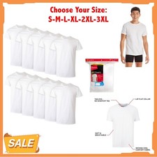 Hanes 10-Pack Men Tee T-Shirt ComfortSoft White Crewneck Undershirt Short Sleeve picture