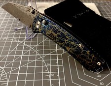 Kansept Main Street Damascus/Titanium Lightning Wharncliffe Crossbar EDC BNIB picture