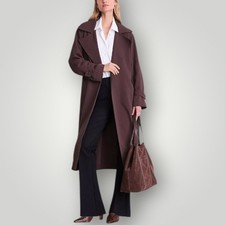 LOFT VERSA 4 Brown Crepe Drape Duster Coat Quiet Luxury NYC Minimalist New picture