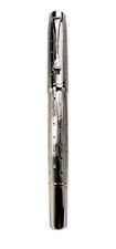 Laban Platinum Plated Dot Pattern Signet Fountain Pen Med Nib & Leather Pouch picture