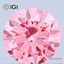 IGI Certified 0.52 Carat Fancy Vivid Pink VVS1 Round Cut CVD Lab Grown Diamond picture