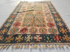 Vintage Traditional Handmade Turkish Anatolian Wool Multi Kilim Rug 6.0x4.0ft picture
