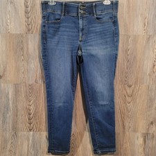 APT 9 Tummy Control Ankle Jeans Size 14 x 25 Dark Wash Mid Rise Elastic Waist picture