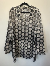 Catherines black and white geometric print button-up tunic Lightweight  picture