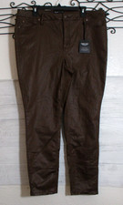 Simply Vera Wang Biker Pants Women's Size 18 Brown Faux Leather Skinny High Rise picture