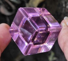 Pink 195 Ct Natural Brazilian Cube Shape Shiny Topaz Certified Loose Gemstone A+ picture