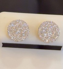 1.07 CARAT CERTIFIED LAB GROWN DIAMONDS 9.5 MM STERLING SILVER GOLD PLATED STUDS picture