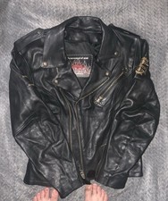 Harley Davison Classic Black Leather Moto Jacket Men's Size M Full Zip Biker picture