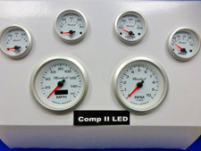 Marshall 6 Gauge Set Comp 2 LED Electric Speedo White Dial Alu Bezel Sport Comp picture