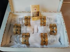 Cristalleria Fratelli Fumo 24K Gold Rim set of 6 Glasses Hand Made In Italy picture