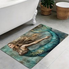 Vintage Ocean Mermaid Non Slip Bath Mat Absorbent Bathroom Mat Floor Decoration picture