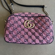 GUCCI GG Marmont Small Shoulder Bag Pink Canvas Matelasse Box Receipt 447632 picture