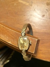 Gruen vintage 14k gold ladies watch gold watch face, manual dial American made picture