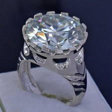 Huge 10 Ct Off White Treated Diamond Ring In Heavy Setting For Men's Certified  picture