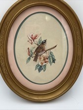 VINTAGE HOMCO Home Interiors Bird Regency Art Picture Gold Tone Oval Frame Right picture