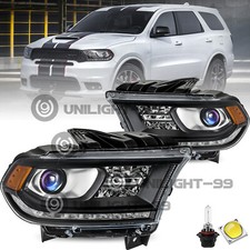 Black Amber lamps Pairs Fit 2016-2020 Dodge Durango Headlights W/LED DRL Halogen picture