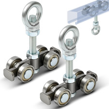 2 Pcs Silver 4 Wheel Silent Trolley Assembly Rollers for Use with 1-5/8