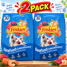 2 PACK-Purina Friskies Seafood Sensations Dry Cat Food Salmon Tuna Shrimp 30 lb picture