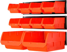 Wall Mounted Storage Bins, Wall Storage Bins Parts Rack 10 Bins&3 Rails Wall Mou picture