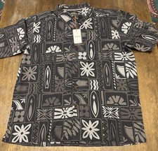 NWT Quiksilver Waterman Boarder Line Shirt Men’s XL Phantom Hawaiian Aloha picture