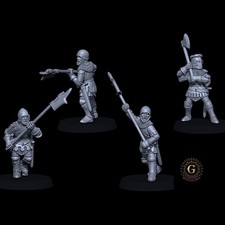 Foot Knights 2-Hand Weapons X4 28mm Medieval Unpainted Resin Wargame Miniatures picture