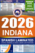 2026 Indiana IN LABOR LAW POSTER (Federal & State) Spanish Laminated picture