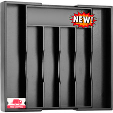 Organizador de cubiertos negro, organizador de cajones de cocina, extensible, de picture