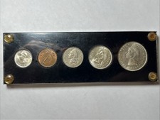 Set of 1961 Dominican Republic DR Coins in Plastic Holder, .6148 ozt total ASW picture