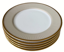FITZ & FLOYD CLASSIQUE D'ARGENT GOLD RIM BREAD & BUTTER PLATE SET OF 5 picture