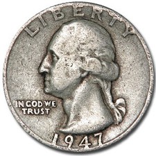 1947-D Washington Quarter Good/XF picture