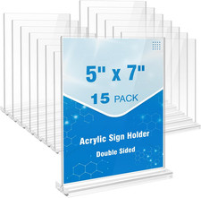 5X7 Inches Acrylic Sign Holder, 15 Pack Vertical Double-Sided Tabletop picture