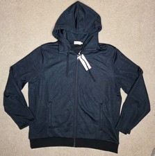 NEW Vince Hoodie Mens 2XL Heavy NAVY Full Zip Cotton Blend Sweatshirt $245 Msrp picture