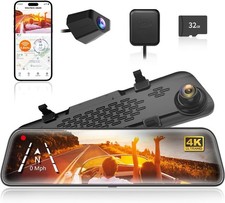 WOLFBOX G840S V02 Mirror Dash Cam IMX678 5.8GHz WiFi GPS,W/4A Acc Hardwire Kit picture
