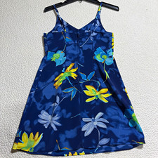 Jodi Michaels Vintage Blue Floral Woven SlipDress Strap V-Neck Lightweight S/M picture